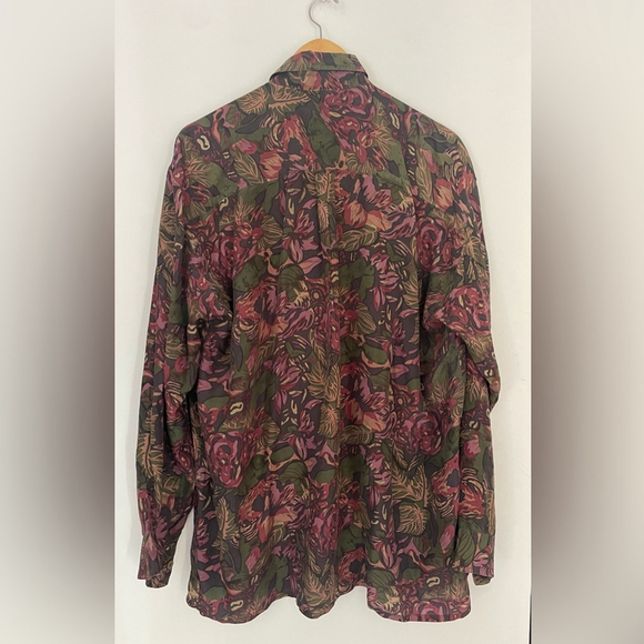 traditioni silk vintage floral Brown shirt blouse - Picture 3 of 7
